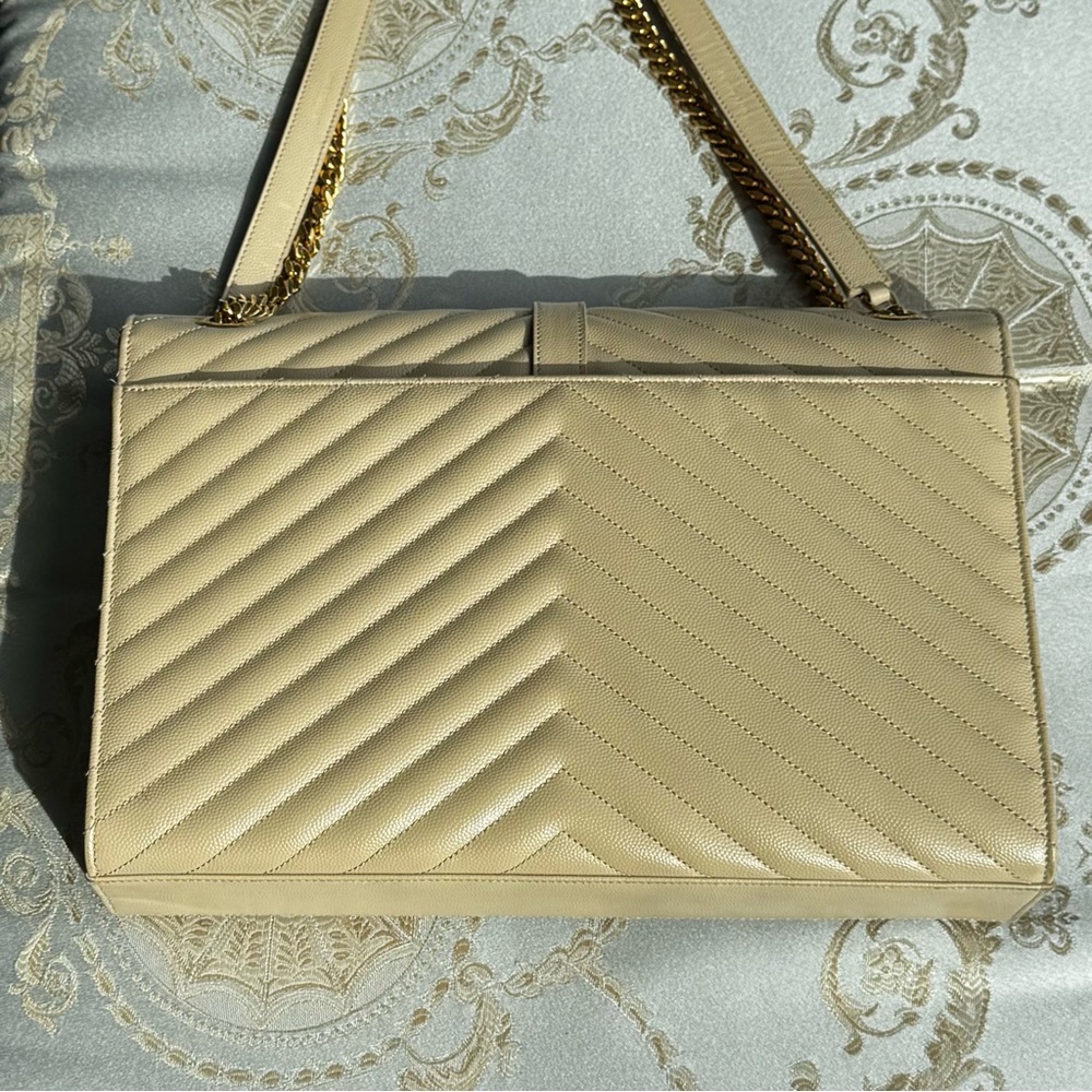Grain De Poudre Matelasse Chevron Large Monogram Satchel Nude Powder